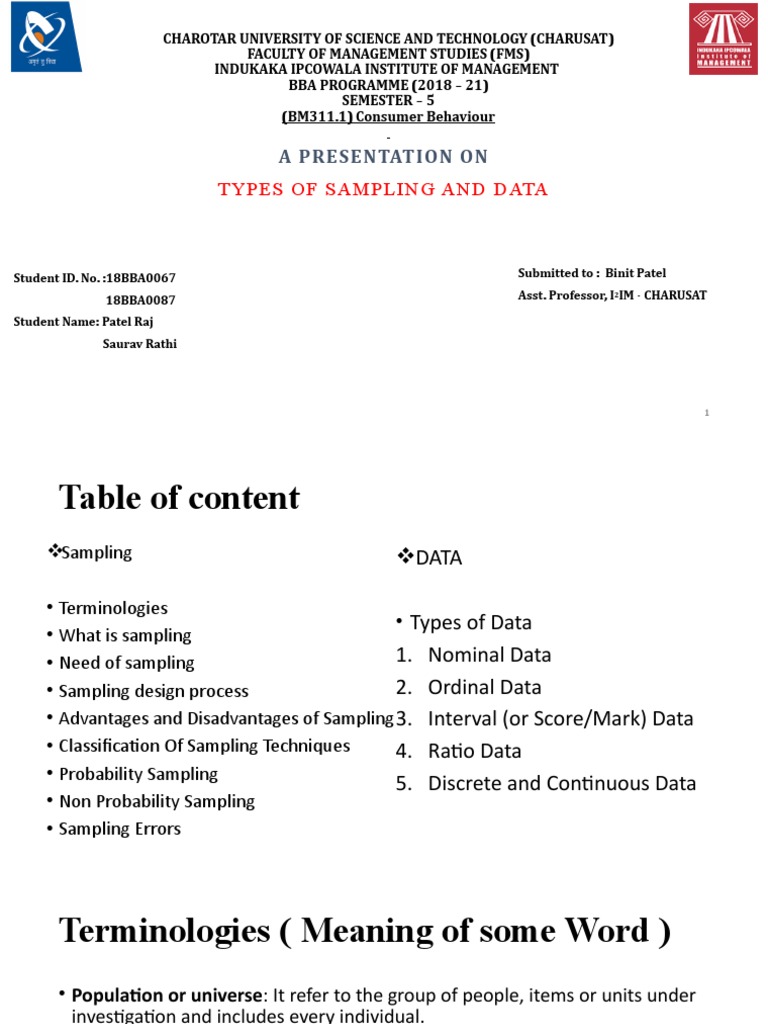Types of Sampling and Data Explained | PDF | Level Of Measurement ...