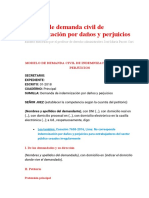 Modelo de Demanda Civil de Indemnización Por Daños y Perjuicios