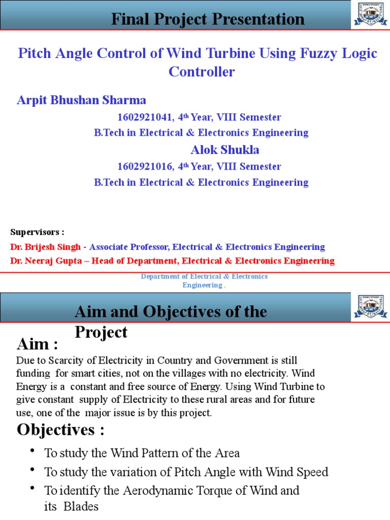 Pitch Angle Control of Wind Turbine Using Fuzzy Logic Controller | PDF ...