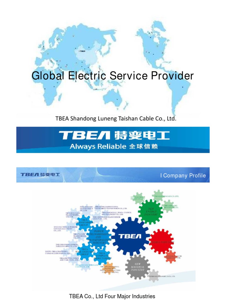 Global Electric Service Provider TBEA Shandong Luneng Taishan Cable Co., LTD PDF