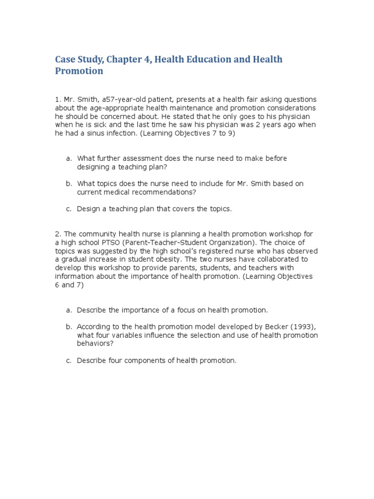 Health Education and Promotion Case Study | PDF