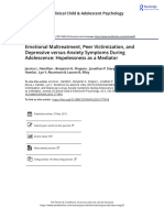 Emotional Maltreatment Peer Victimization and Depressive Versus Anxiety Symptoms During Adolescence Hopelessness As A Mediator - Hamilton 2013