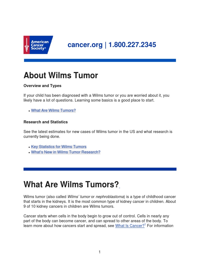 About Wilms Tumor: Overview and Types | Download Free PDF ...