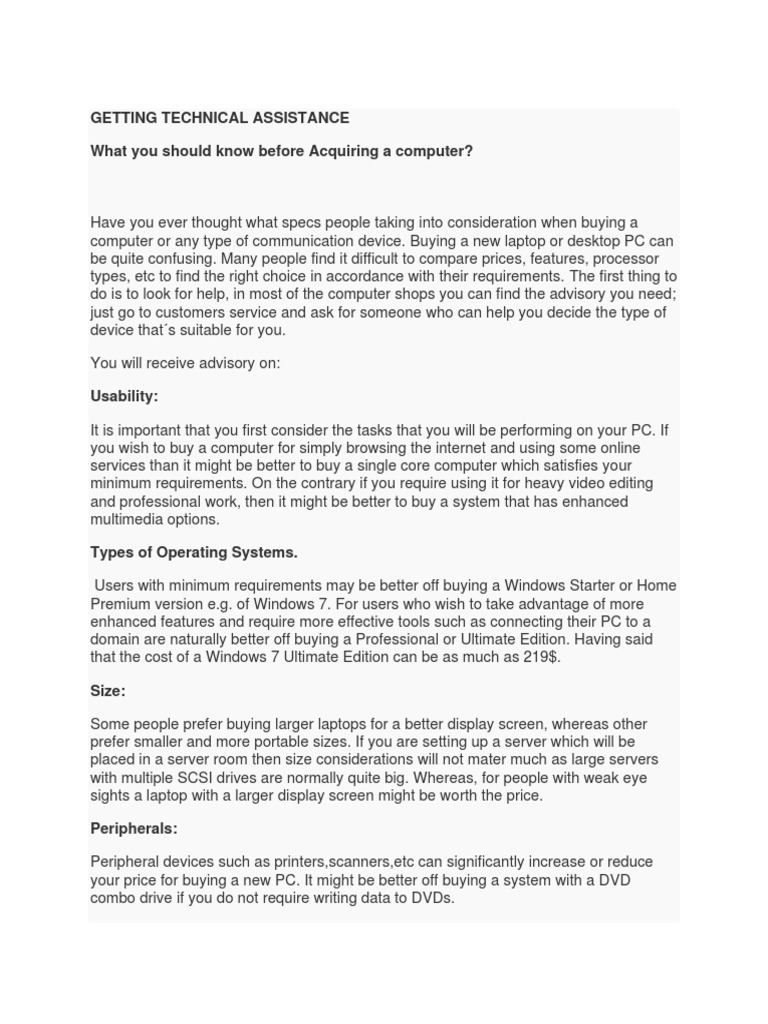 Getting Technical Assistance | PDF | Personal Computers | Laptop