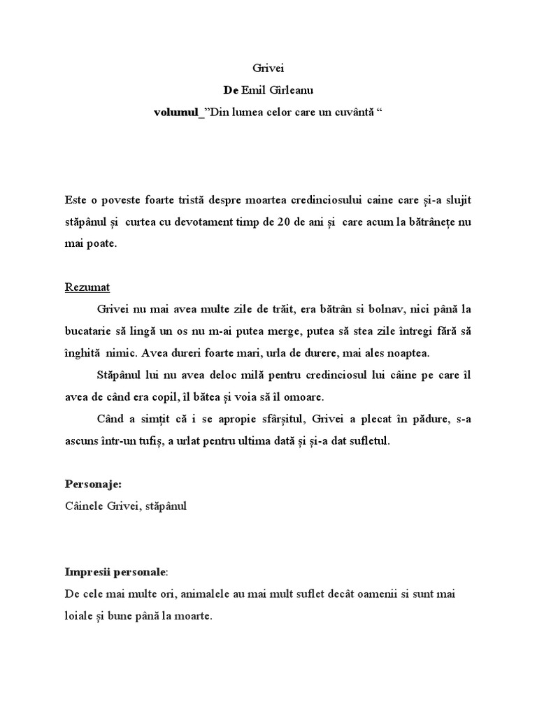 Grivei Emil Girleanu | PDF