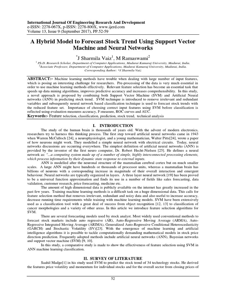 A Hybrid Model To Forecast Stock Trend U | PDF | Support Vector Machine ...