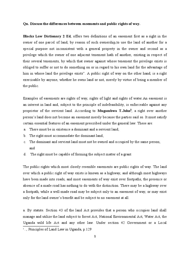 Easements and Public Right of Way PDF Easement Natural Resources Law