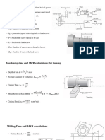 Formulas Machining Processes