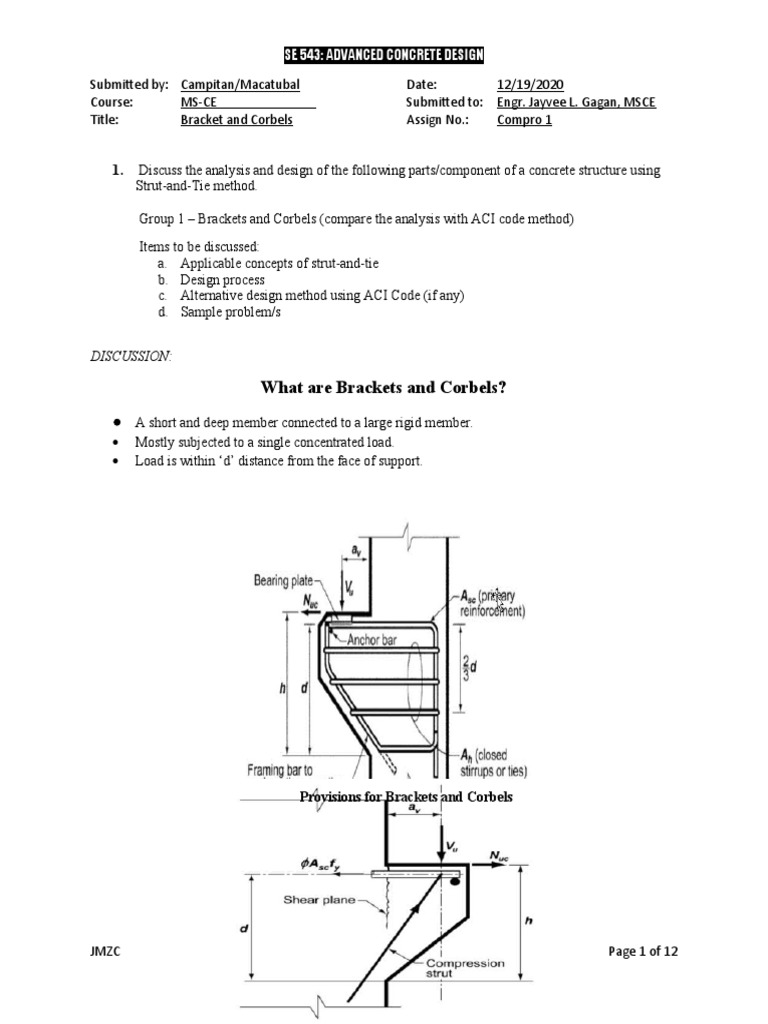 Bracket and Corbel Design Methods | PDF | Civil Engineering ...