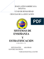 SISTEMA DE ENSEÑANZA Y ESTRATIFICACION SOCIAL (SOCIOLOGIA)