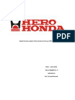 Capital Structure Analysis of Hero Honda, For The Year 2005 To 2010