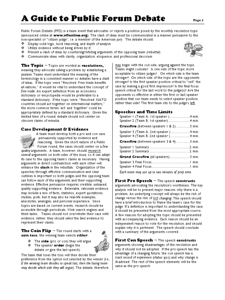 Public Forum Debate Guide | PDF | Argument | Evidence
