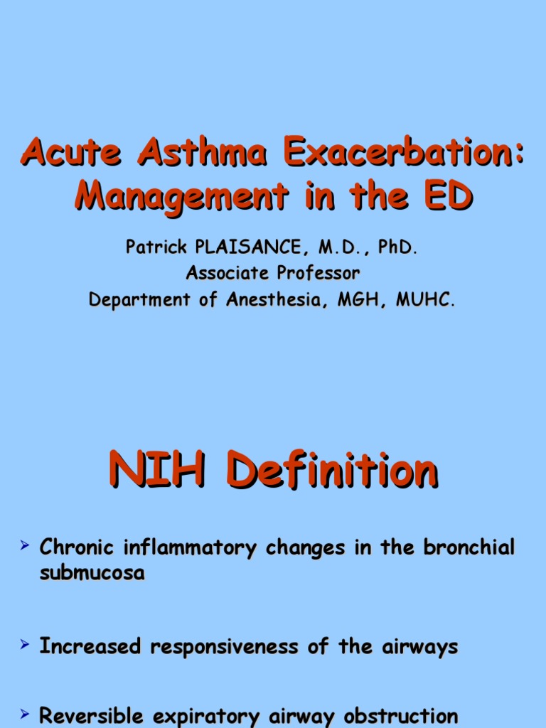 Acute Asthma Exacerbation: Management in The ED | Download Free PDF ...