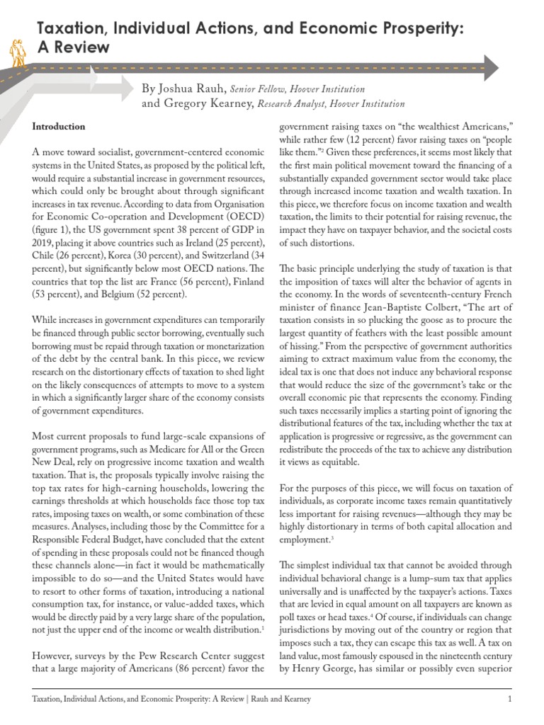 Taxation, Individual Actions, and Economic Prosperity A Review by