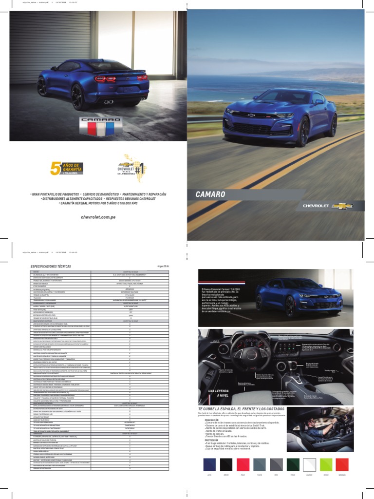 Chevrolet Peru Ficha Tecnica Camaro | PDF | Airbag | Estilos de carrocería