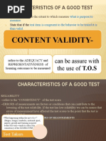 Characteristics of A Good Test: Content Validity