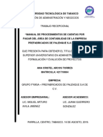 Manual de Procedimientos de Cuentas Por Pagar Del Área de Contabilidad de La Empresa Prefabricados de Palenque S.A de C.V