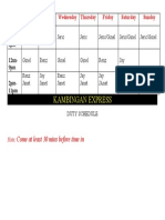Kambingan Express Duty Schedule