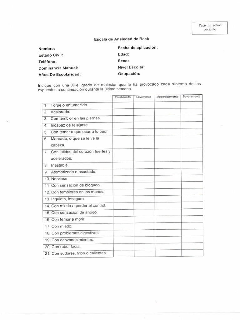 Escala de Ansiedad de Beck PDF