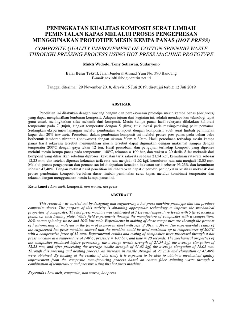 composite-quality-improvement-of-cotton-spinning-waste-through-pressing