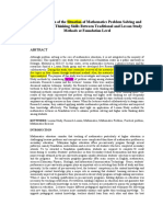 A Comparison The Situation of Mathematics Problem Solving Among Foundation Level Students by Traditional and Lesson Study Methods