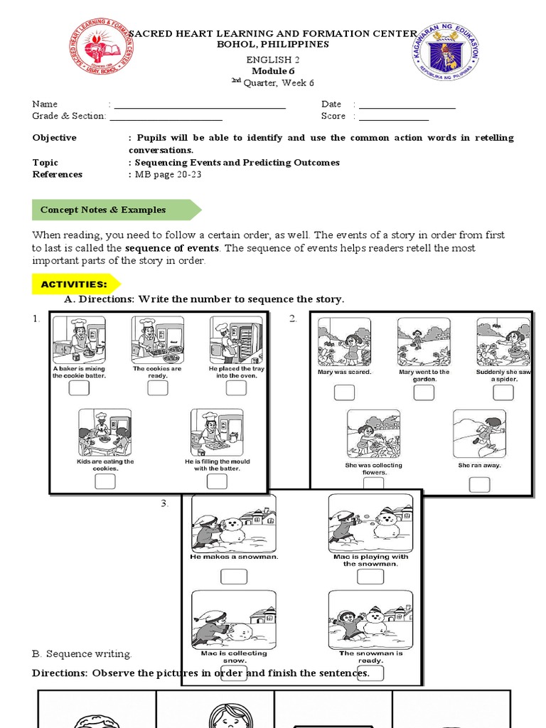 Action Words and Sequencing Events | PDF