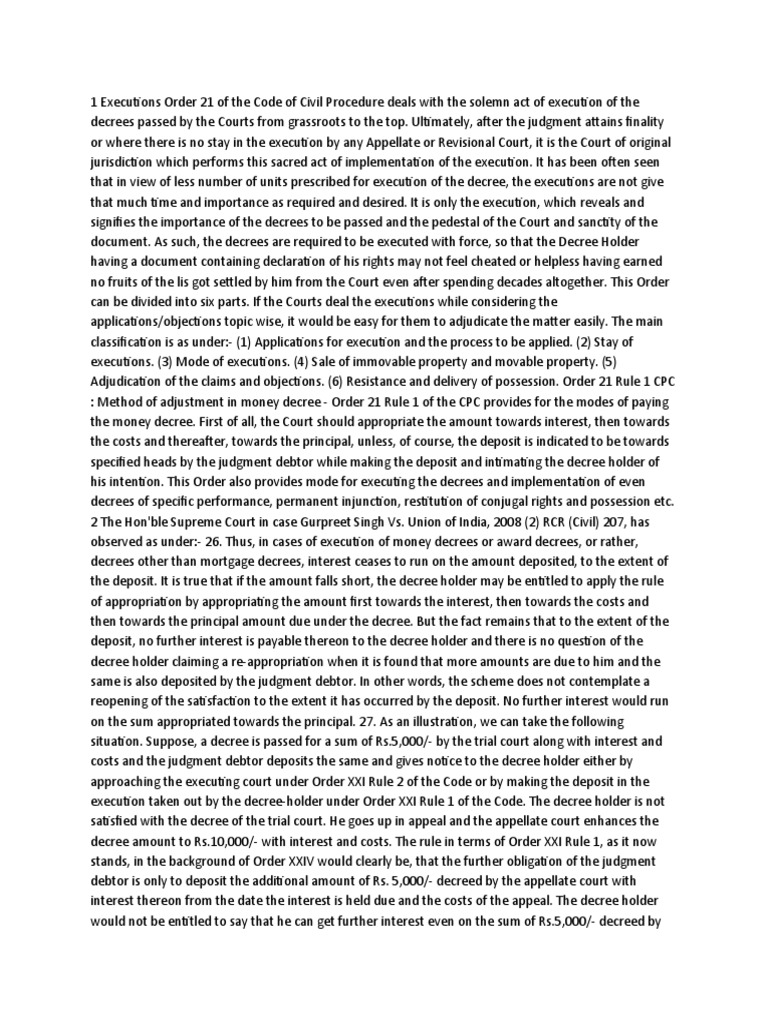 1 Executions Order 21 of The Code of Civil Procedure Deals With The