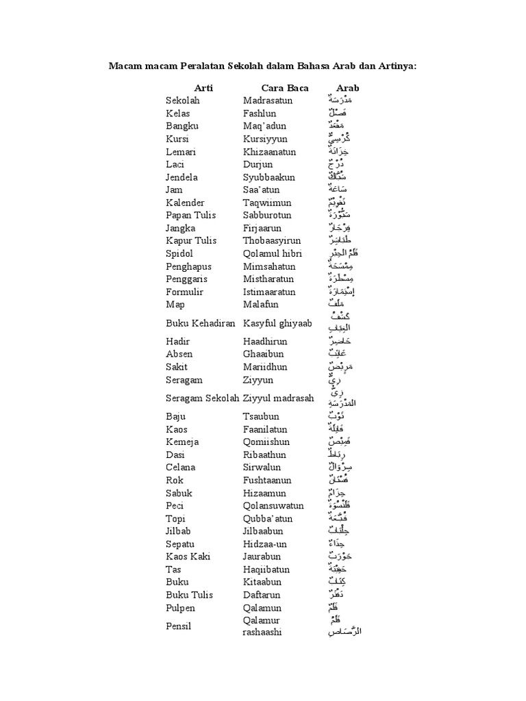 Bahasa Arab Buku Tulis