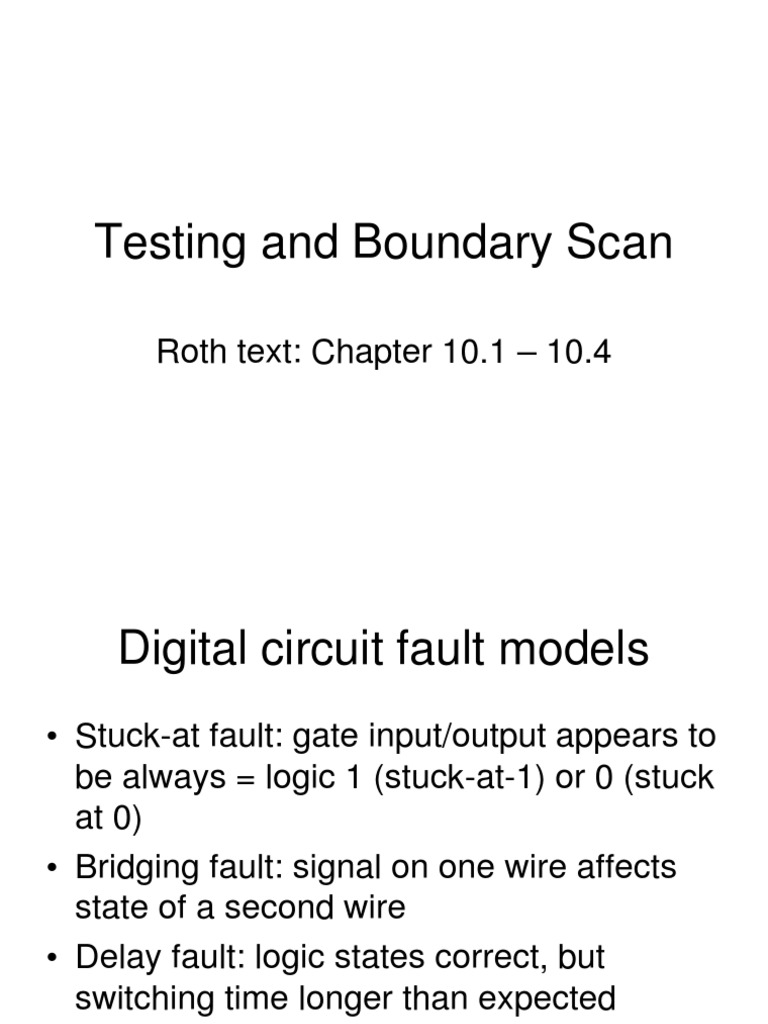 Testing and Boundary Scan Roth Text Chapter 10.1 10.4 PDF