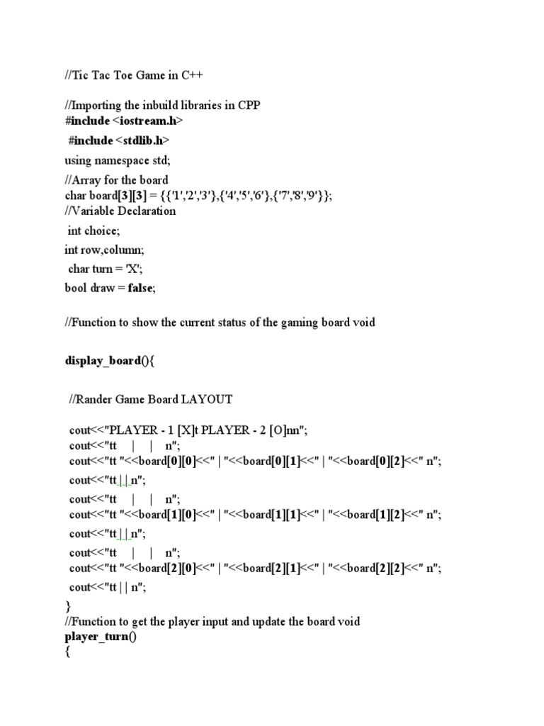 Tic Tac Toe Game in C | PDF | Models Of Computation | Computer Programming