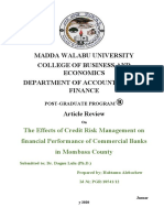 Madda Walabu University College of Business and Economics Department of Accounting and Finance