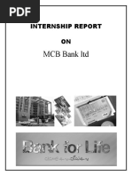 MCB Bank LTD: Internship Report ON