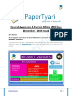 General Awareness & Current Affairs MCQ Keys December - 2019 Issue