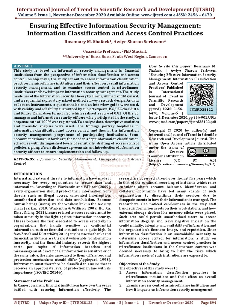 Ensuring Effective Information Security Management Information