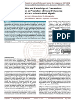 Perceived Risk and Knowledge of Coronavirus Transmission As Predictors of Social Distancing Compliance in South West Nigeria