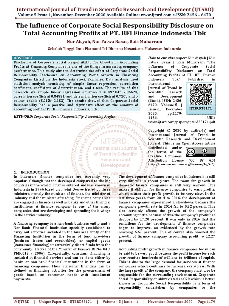 The Influence of Corporate Social Responsibility Disclosure On Total ...