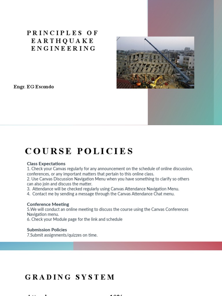 Earthquake Engineering Course Policies | PDF | Seismology | Earthquakes