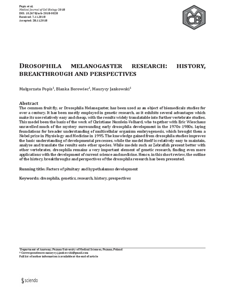 Drosophila Melanogaster in Genetic Research | PDF | Drosophila ...