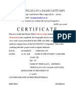 KV1 Sagar Geography Survey Certificate