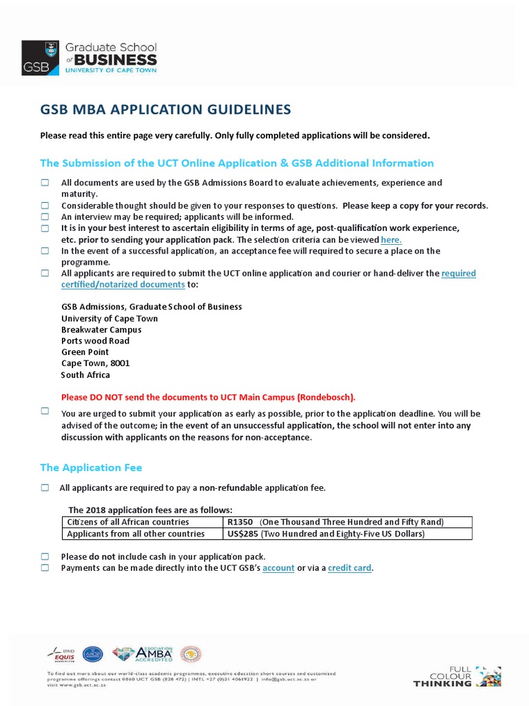 GSB MBA Application Guidelines17 PDF | PDF | Graduate Management ...