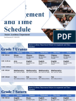 Subject Arrangement and Time Schedule: Junior Academy Department