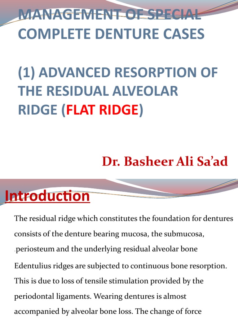 Managing Advanced Residual Ridge Resorption | PDF | Dentures | Bone