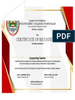 Certificate of Recognition: Polytechnic College of Botolan