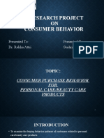 A Research Project ON Consumer Behavior: Presented By: Sushmita Rathore Presented To: Dr. Rekha Attri
