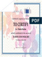 To Certify: That Marin Dorina Actively Contributed To The Success of