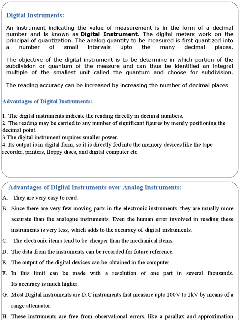 Advantages of Digital Instruments PDF Digital To Analog Converter