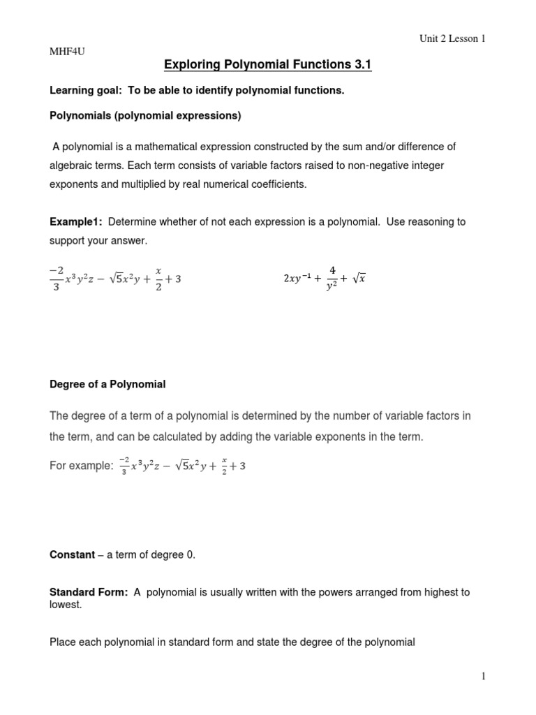 Advanced Polynomial Functions | PDF | Polynomial | Factorization