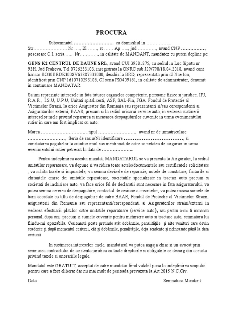 Procura Model Nou+penalitati | PDF