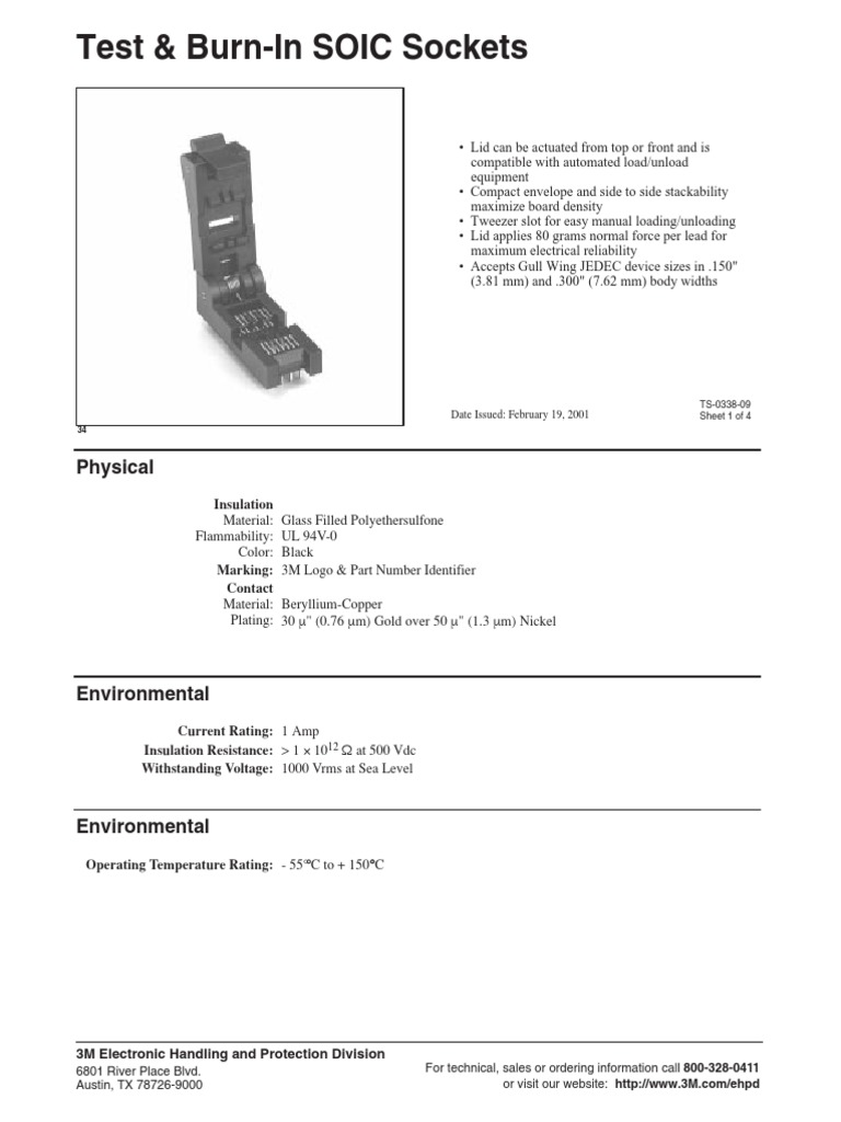 SOIC Burn-In Socket Specifications | PDF | Insulator (Electricity ...