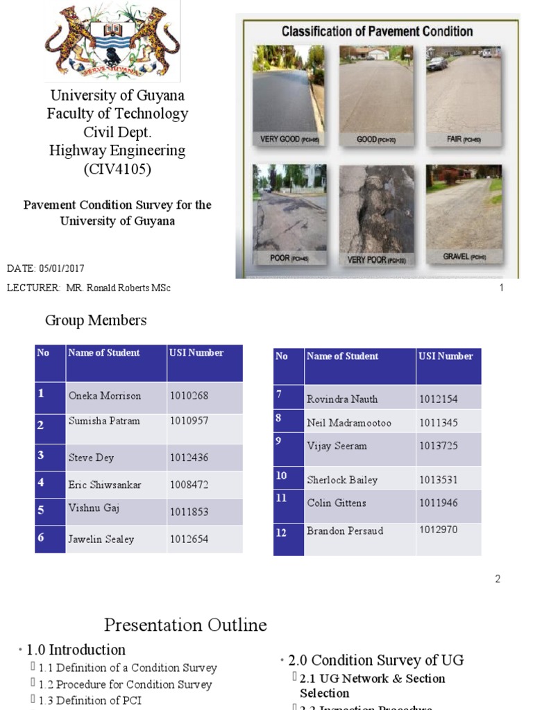 Pavement Condition Survey at UG | PDF | Road Surface | Road Infrastructure
